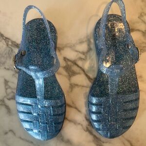 Sparkly Blue Jelly Sandals